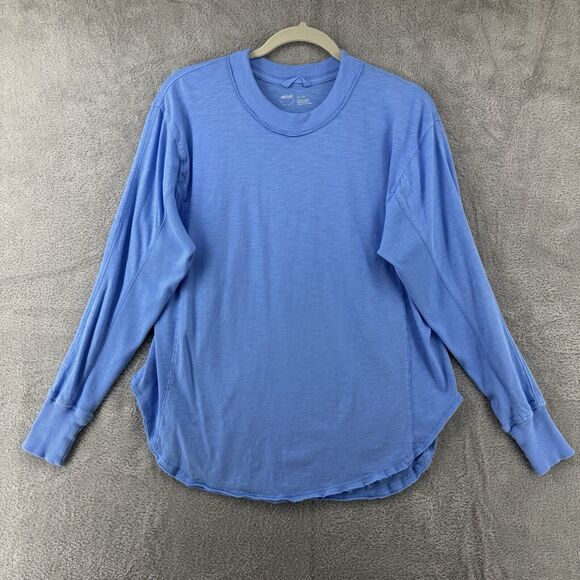 aerie Womens XXS Sweater Blue Crew Neck Pullover Sweatshirt Round Raw Hem Casual - Picture 1 of 11